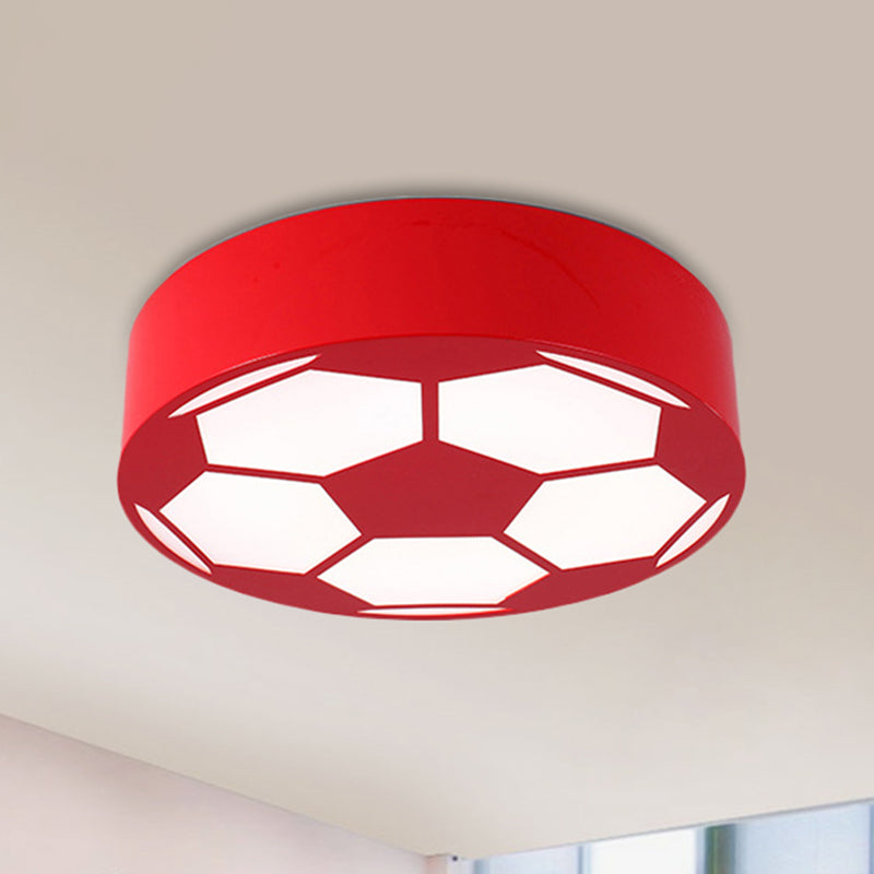 Kids Bedroom Acrylic Flat Football Ceiling Mount Light - Sports Theme Lamp Red / 18 White