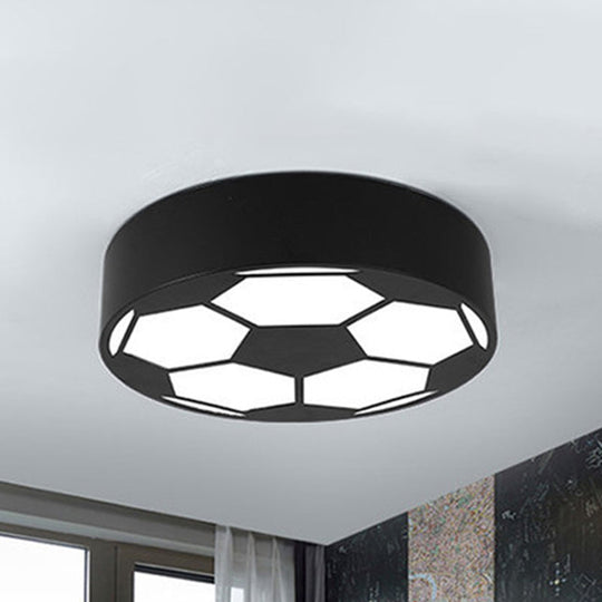 Kid's Bedroom Acrylic Flat Football Ceiling Mount Light - Sports Theme Ceiling Lamp