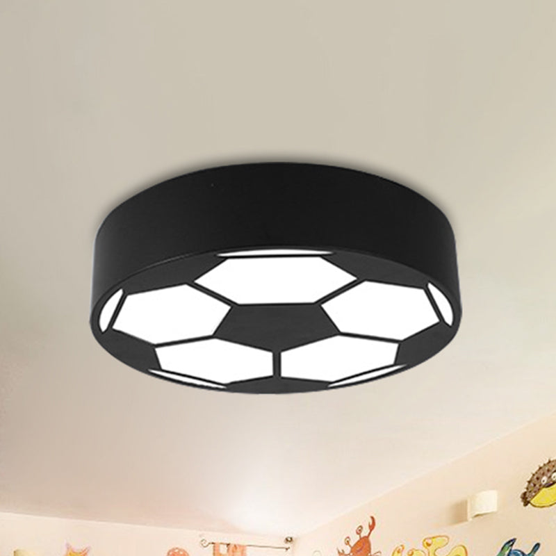 Kid's Bedroom Acrylic Flat Football Ceiling Mount Light - Sports Theme Ceiling Lamp