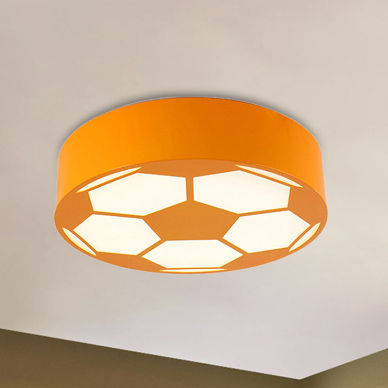 Kid's Bedroom Acrylic Flat Football Ceiling Mount Light - Sports Theme Ceiling Lamp