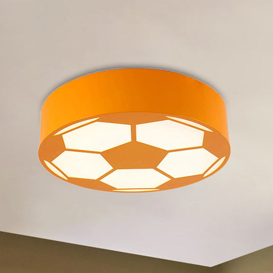 Kid's Bedroom Acrylic Flat Football Ceiling Mount Light - Sports Theme Ceiling Lamp