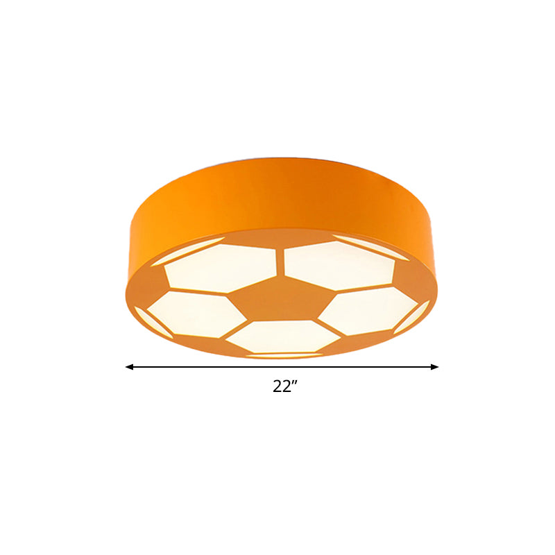 Kid's Bedroom Acrylic Flat Football Ceiling Mount Light - Sports Theme Ceiling Lamp