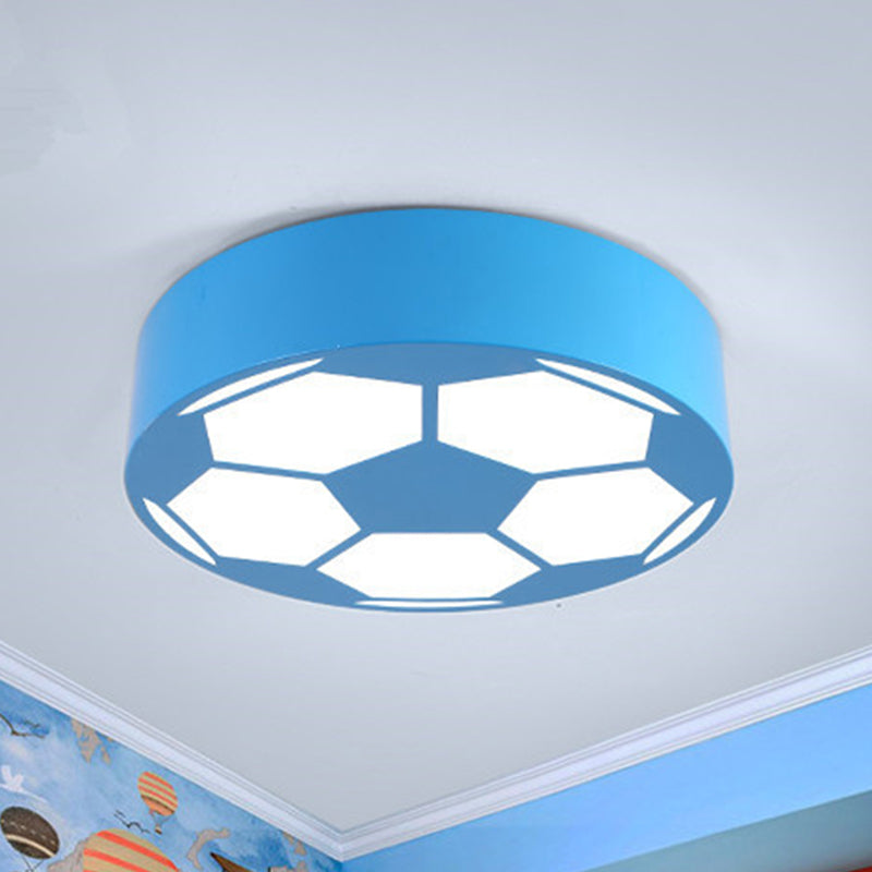Kid's Bedroom Acrylic Flat Football Ceiling Mount Light - Sports Theme Ceiling Lamp