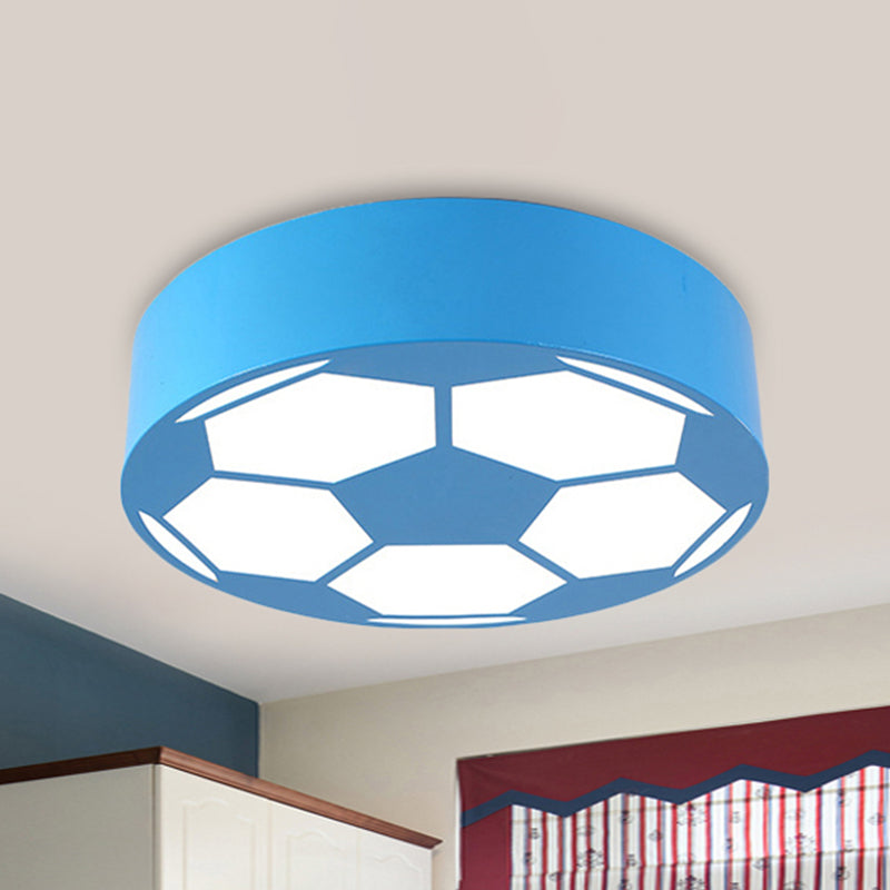 Kid's Bedroom Acrylic Flat Football Ceiling Mount Light - Sports Theme Ceiling Lamp