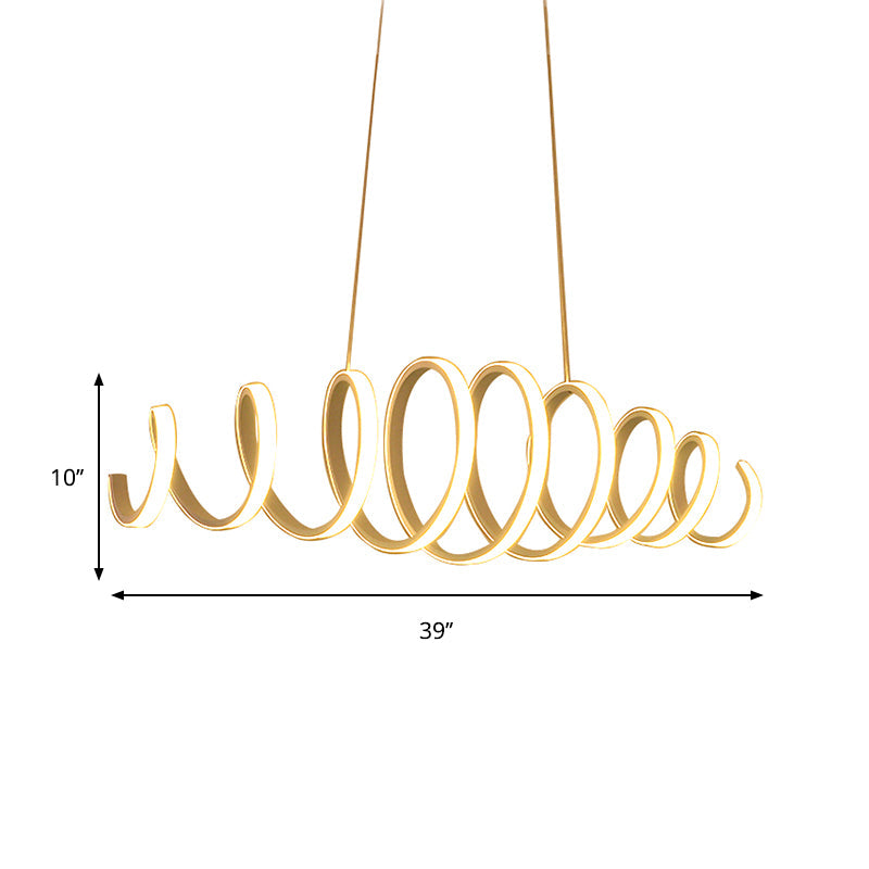 Modern Spring Acrylic LED Pendant Light in White - 27.5"/39" Wide Ceiling Hanging Fixture