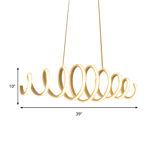 Modern Spring Acrylic LED Pendant Light in White - 27.5"/39" Wide Ceiling Hanging Fixture