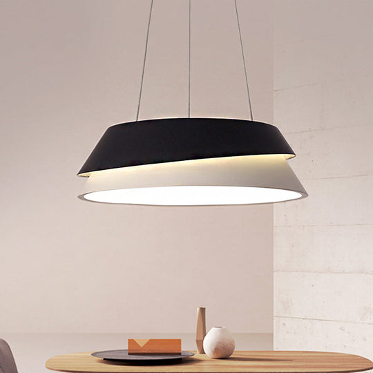 Modern Black Cone Pendant Light Kit: Acrylic Led Hanging Ceiling In Warm/White Glow