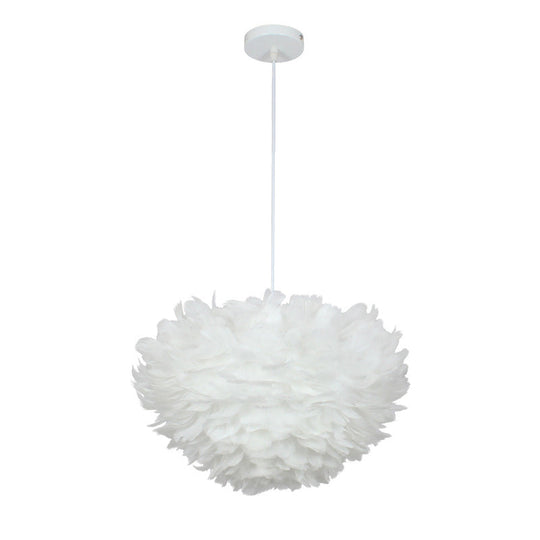 Nordic Style Feather Suspension Lamp: Half-Sphere Chandelier Pendant Light for Bedroom