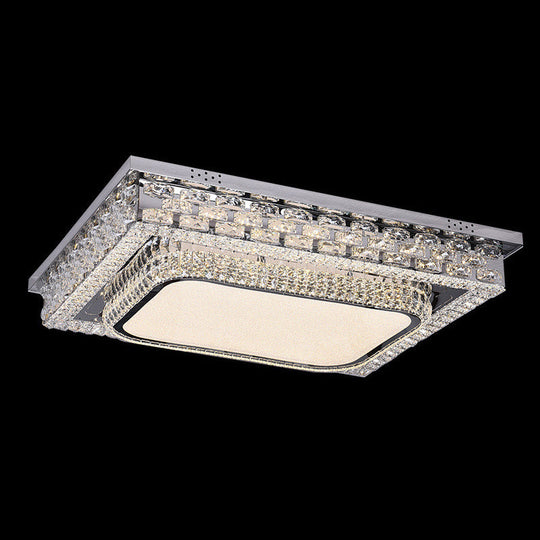 Modern Beveled Crystal Clear LED Ceiling Flushmount for Bedroom