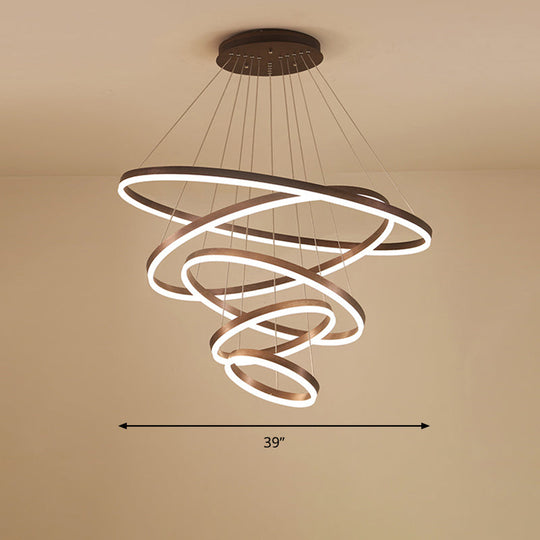 Minimalist Acrylic Loop Chandelier LED Suspension Light - Elegant Coffee Finish