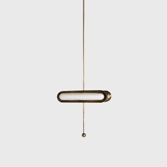 Gold Plated Led Hanging Light For Dining Room - Modern Metal Suspension Lighting / Horizontal