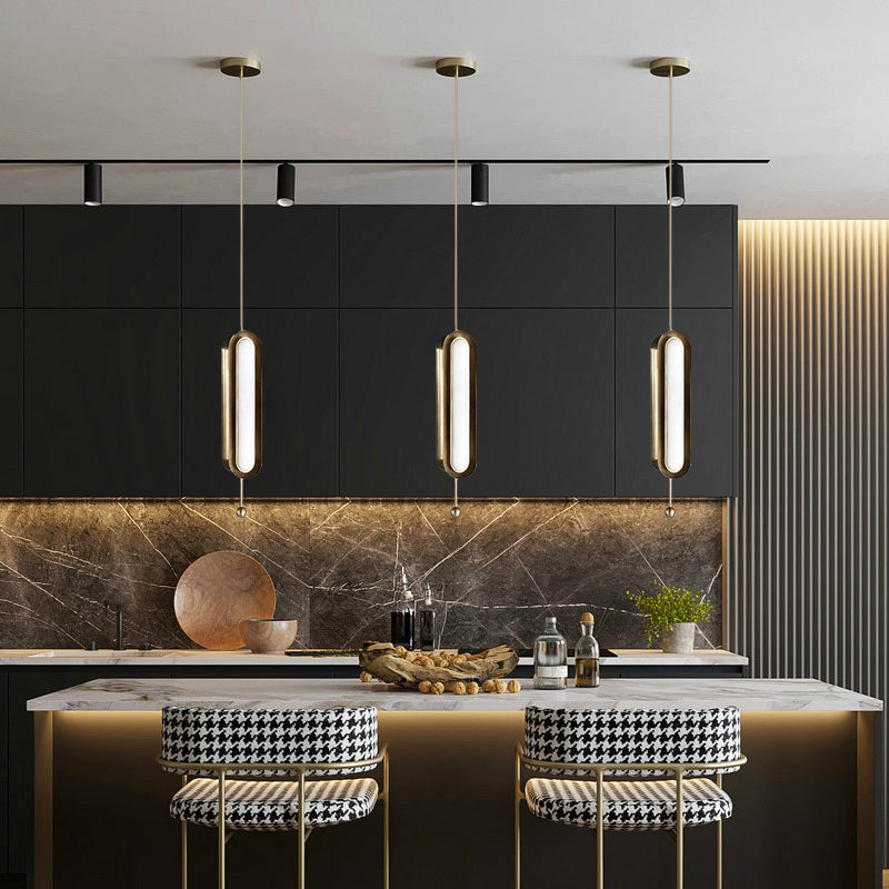 Gold Plated Led Hanging Light For Dining Room - Modern Metal Suspension Lighting