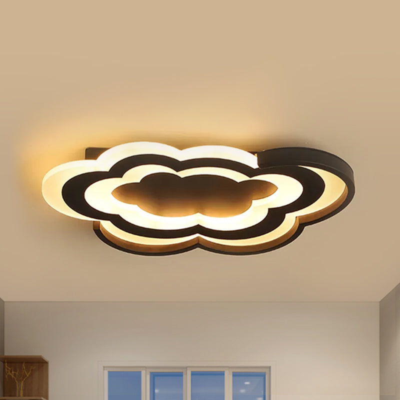 Cloud Kindergarten Led Flushmount Light With Eye-Caring Acrylic Cover Black / 16 White