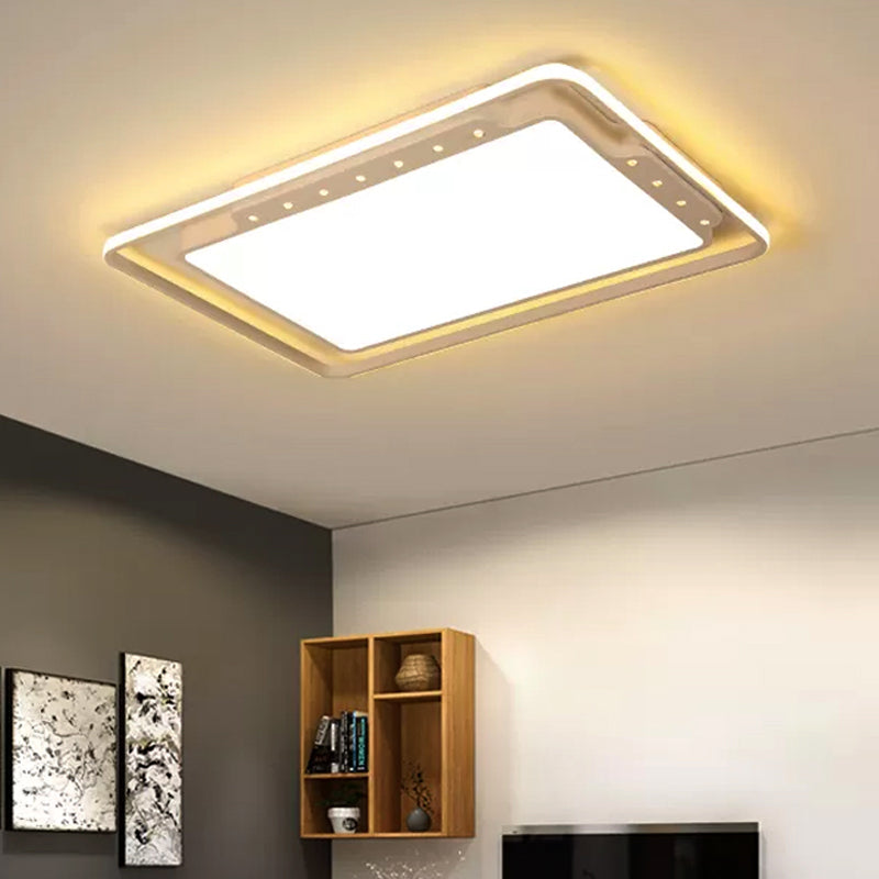 Rectangular Ceiling Light Fixture in Black/White - Simple Acrylic Flush Mount for Living Room with Warm/White Light - 16"/19.5"/32.5" Wide