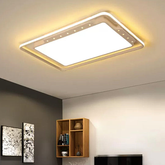 Rectangular Ceiling Light Fixture in Black/White - Simple Acrylic Flush Mount for Living Room with Warm/White Light - 16"/19.5"/32.5" Wide