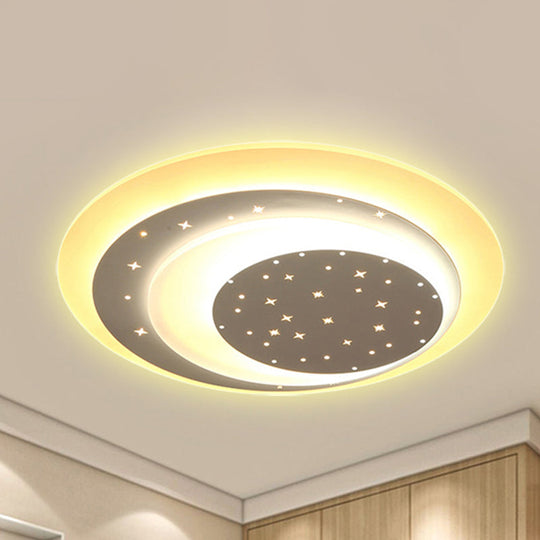 Starlit Acrylic Crescent LED Ceiling Light: A Romantic Flushmount for Girls' Bedroom