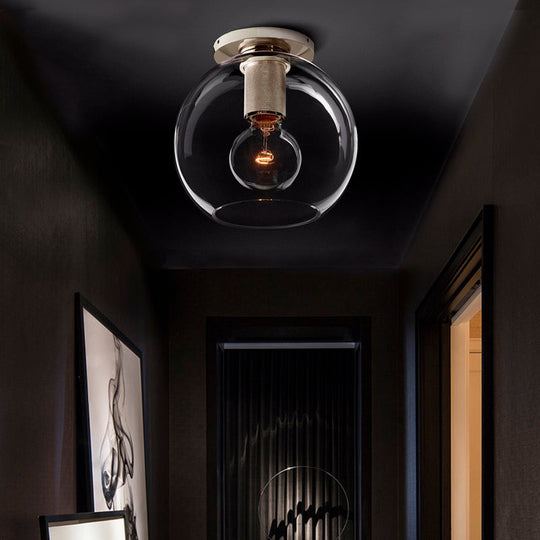 Modern Clear Glass Flush Mount Ceiling Light Fixture for Living Room in 3 Finishes