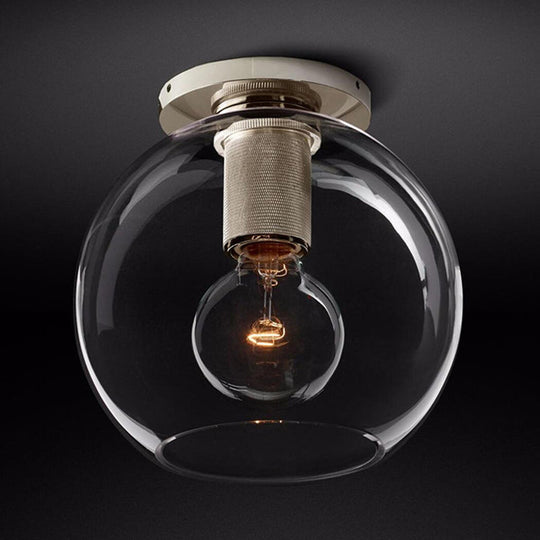 Modern Clear Glass Flush Mount Ceiling Light Fixture For Living Room In 3 Finishes