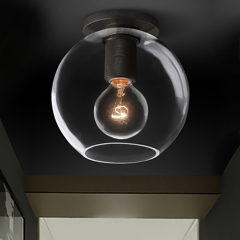 Modern Clear Glass Flush Mount Ceiling Light Fixture for Living Room in 3 Finishes