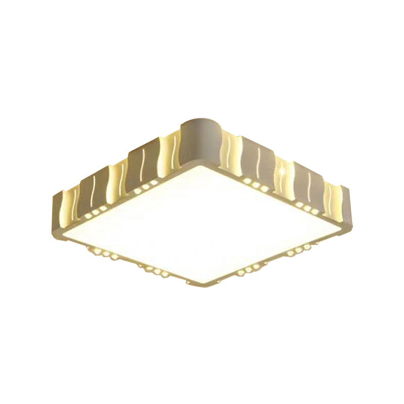 Modern Acrylic LED Flush Ceiling Light - White Square/Round Design for Living Room with Warm/White Lighting