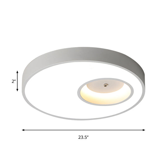 Contemporary Black/White Round Ceiling Flush Light 18"/23.5" Wide - LED Acrylic Lighting for Warm/White Bedroom