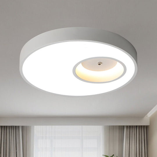 Contemporary Black/White Round Ceiling Flush Light 18/23.5 Wide - Led Acrylic Lighting For