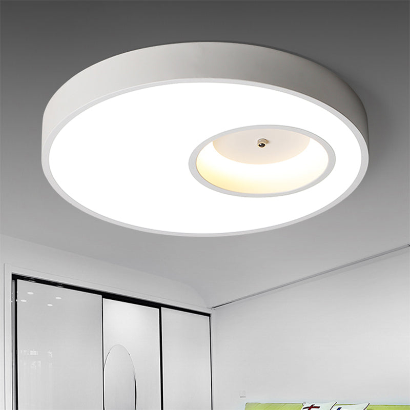 Contemporary Black/White Round Ceiling Flush Light 18/23.5 Wide - Led Acrylic Lighting For