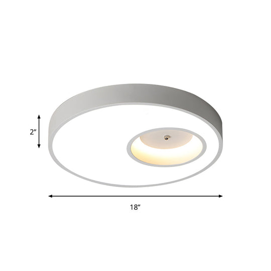 Contemporary Black/White Round Ceiling Flush Light 18/23.5 Wide - Led Acrylic Lighting For