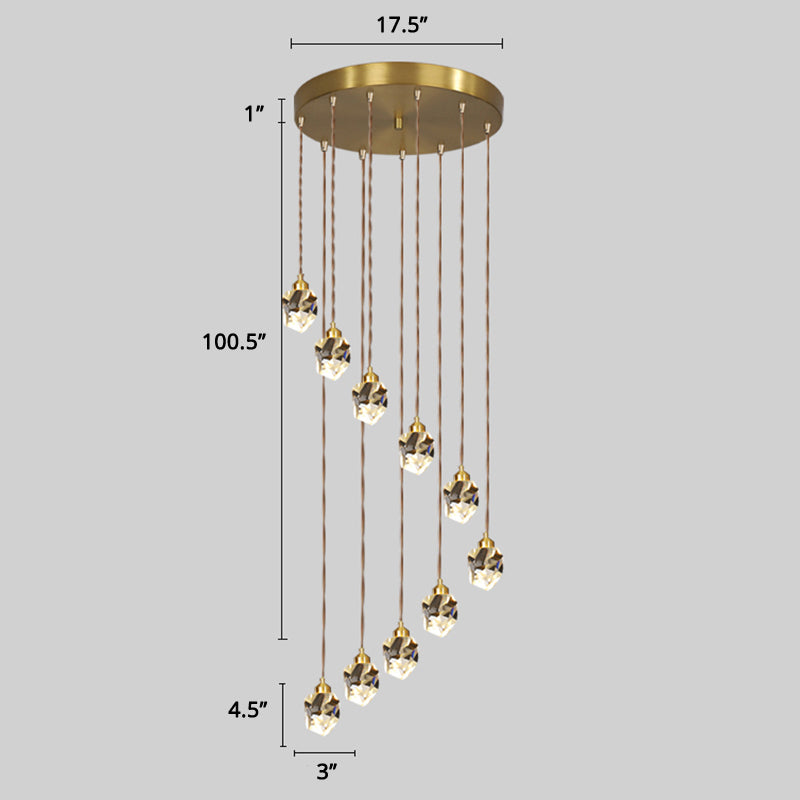 Minimalistic Gold Spiral Cluster Pendant Light for Living Room
