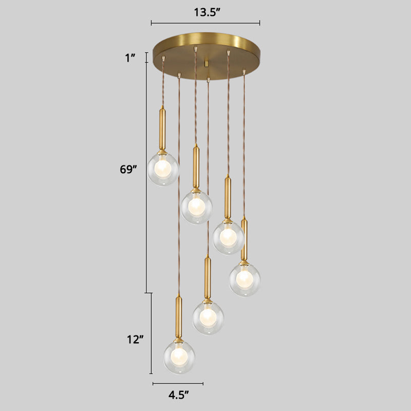 Minimalistic Gold Spiral Cluster Pendant Light for Living Room