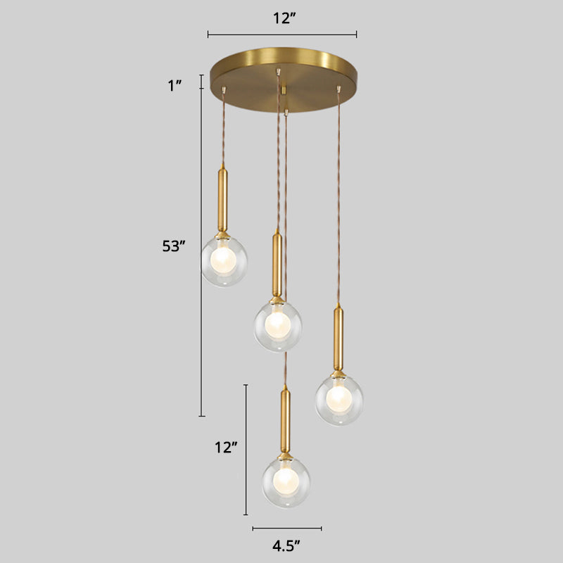 Minimalistic Gold Spiral Cluster Pendant Light for Living Room