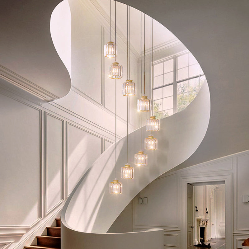 Plafonnier à suspension minimaliste avec abat-jour en cristal