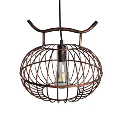 Rustic Metal Hanging Pendant Light - Lantern Design With Lodge Style For Dining Room Ceiling 1 Head