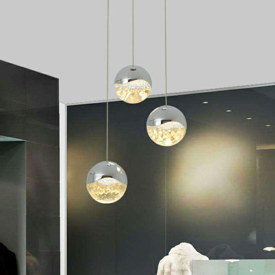 Modern Chrome LED Pendant Light for Restaurants with Clear Glass Globes