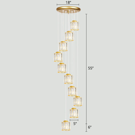Modern Shaded Glass Multi Light Pendant Ceiling Lamp For Living Room 10 / Gold