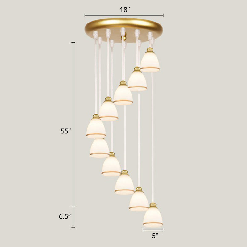 Modern Shaded Glass Multi-Light Pendant for Living Room Ceiling