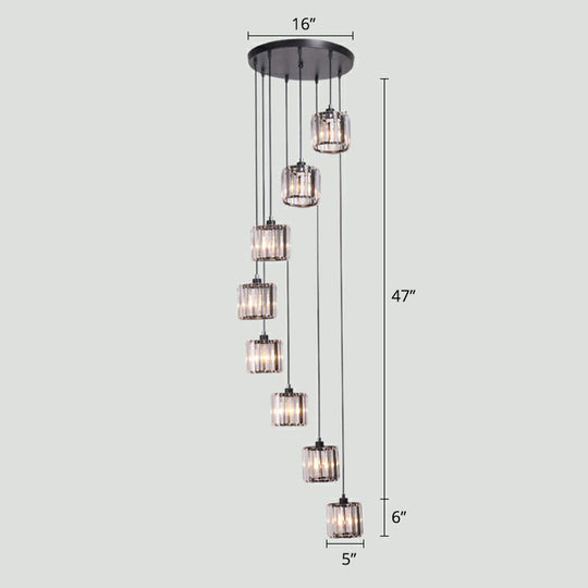Modern Shaded Glass Multi Light Pendant Ceiling Lamp For Living Room 8 / Black