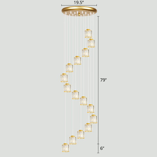 Modern Shaded Glass Multi Light Pendant Ceiling Lamp For Living Room 15 / Gold