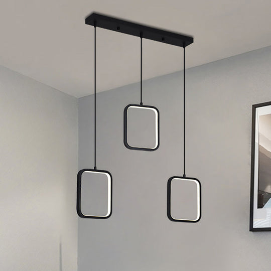 Contemporary Black/White Square Drop Pendant LED Acrylic Ceiling Light Fixture - Warm/White Lighting