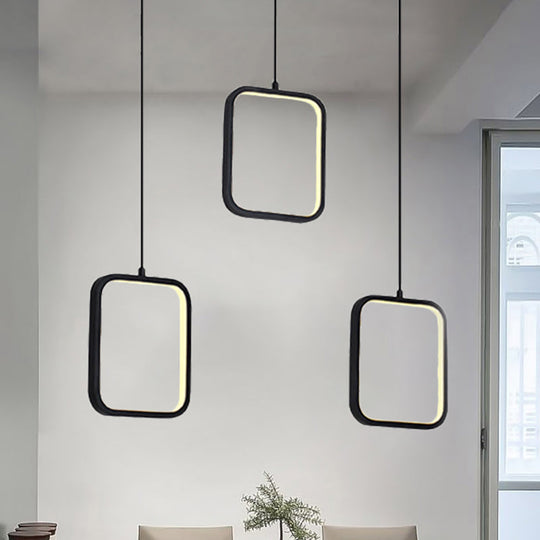 Contemporary Black/White Square Drop Pendant LED Acrylic Ceiling Light Fixture - Warm/White Lighting
