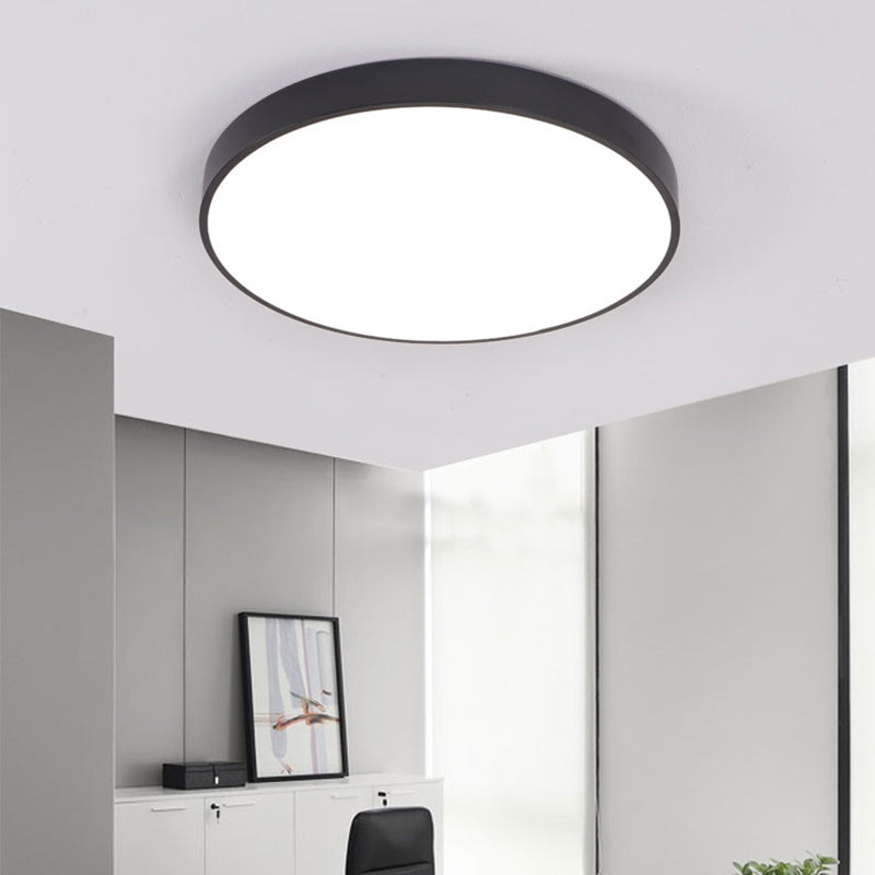 Minimalist Black LED Ceiling Lamp for Meeting Rooms with Acrylic Shade