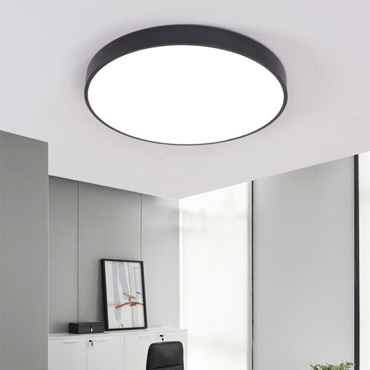 Minimalist Black LED Ceiling Lamp for Meeting Rooms with Acrylic Shade