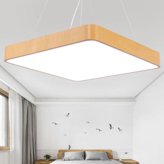 Minimalist LED Pendant Chandelier for Office - Ultrathin Metal and Wood Design