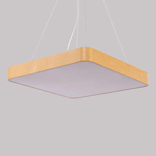 Minimalist Ultrathin Led Pendant Chandelier For Office - Metal Wood Hanging Light Fixture
