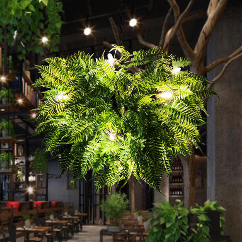 Rustic Metal Ceiling Pendant Light With Artificial Plant Décor Perfect For Restaurants Green / 31.5