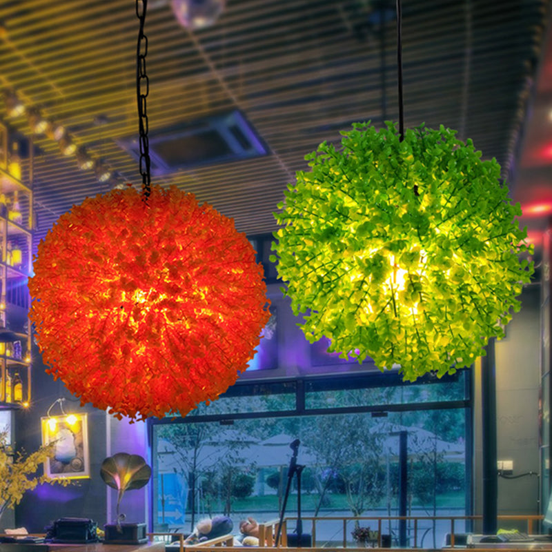 Iron Cage Suspension Light Farmhouse Pendant With Fake Plant Decor - 1 Bulb Bistro Drop Green / 12