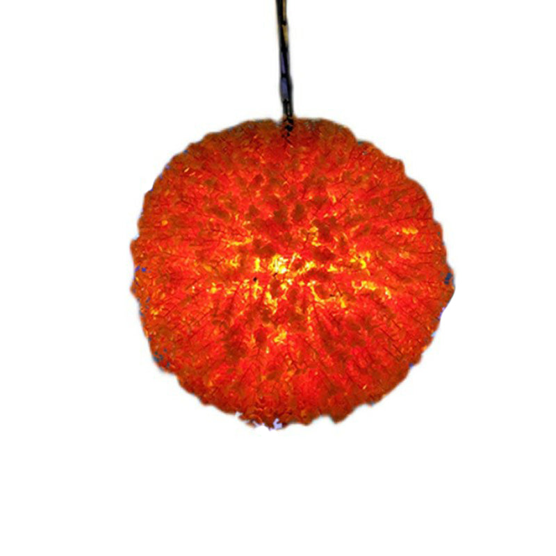 Iron Cage Suspension Light Farmhouse Pendant With Fake Plant Decor - 1 Bulb Bistro Drop Red / 12