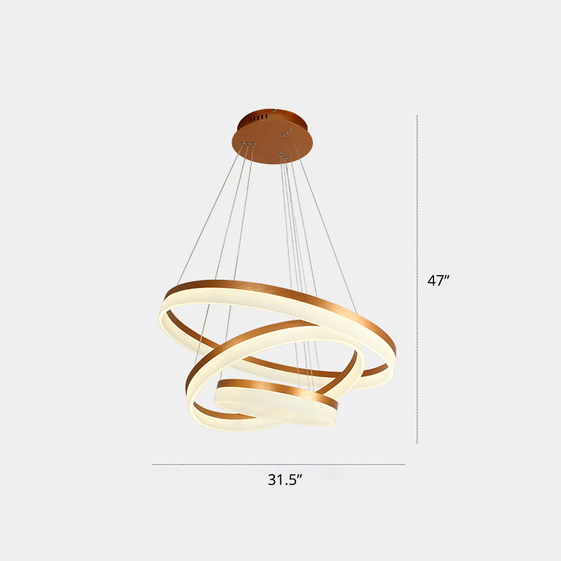 Gold Finish Acrylic Loop LED Ceiling Chandelier - Elegant Hanging Light for Dining Room