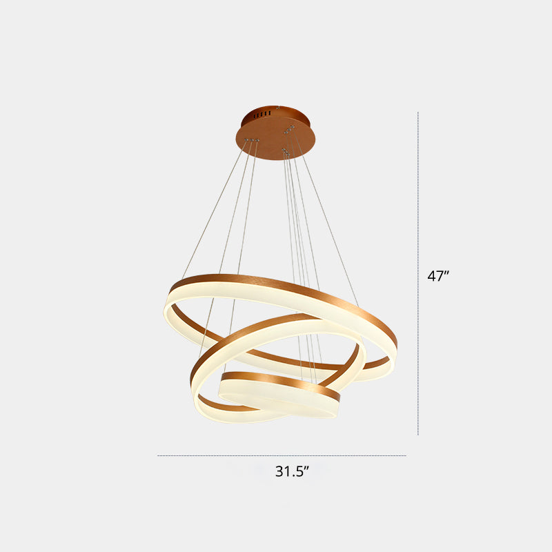 Gold Finish Acrylic Loop LED Ceiling Chandelier - Elegant Hanging Light for Dining Room