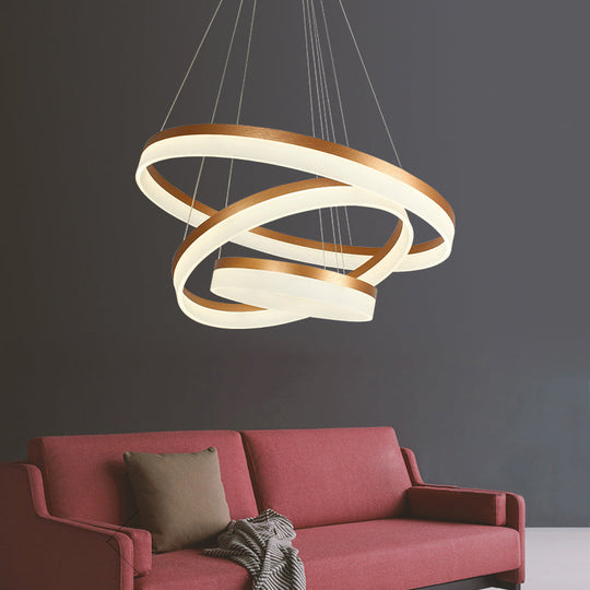 Gold Finish Acrylic Loop LED Ceiling Chandelier - Elegant Hanging Light for Dining Room